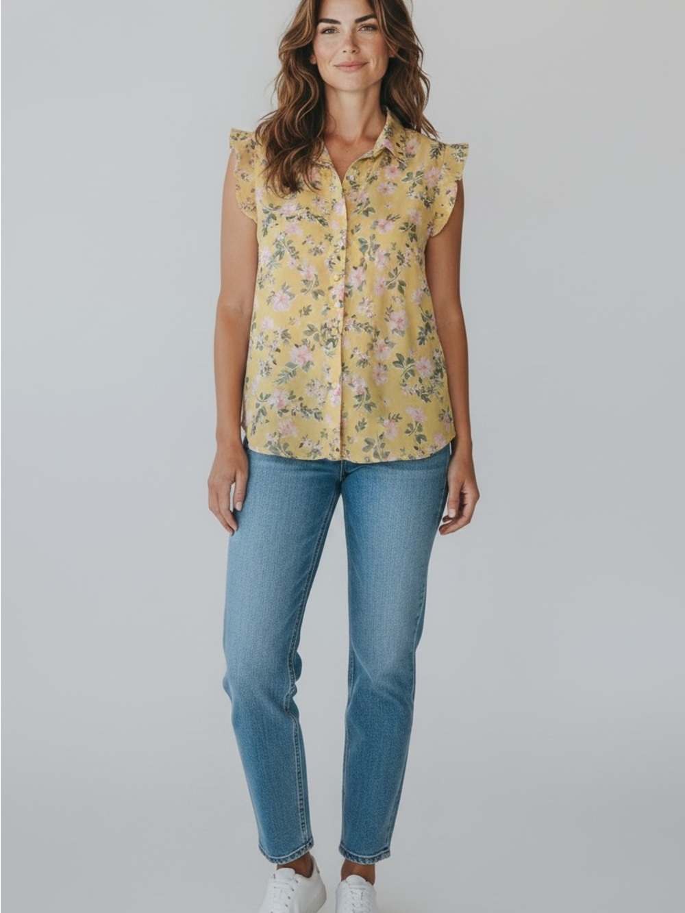 Women 2-pack Elle Pink and Yellow Floral Blouses Lightweight Summer Tops Small - Picture 4 of 8